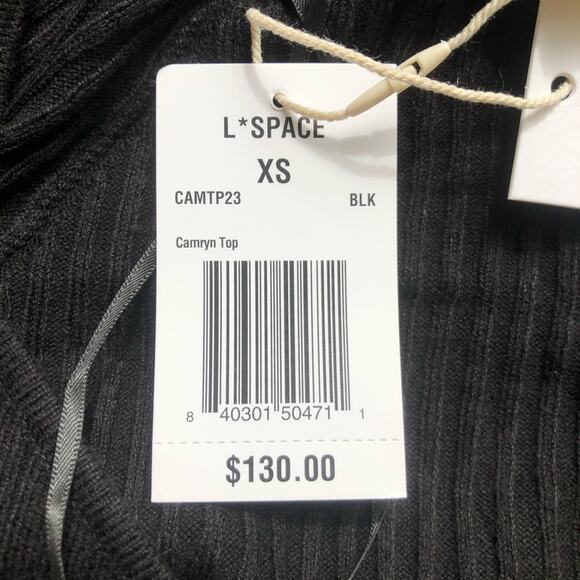 L Space Camryn Top Black Ribbed Sweater Long Sleeve Women's Size Extra Small NWT - Picture 9 of 16